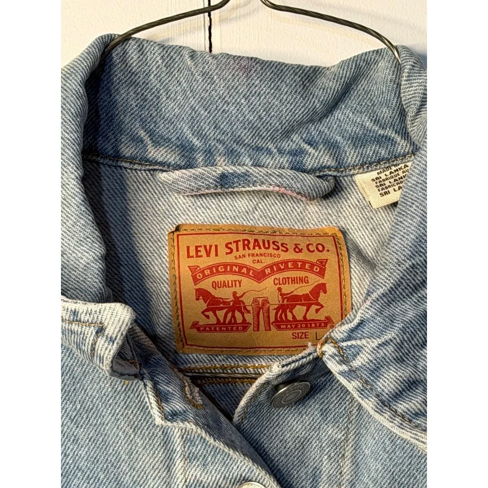 VTG Levi Strauss Denim Jacket‎ Light Wash Trucker Jean Coat Girls Large Girls